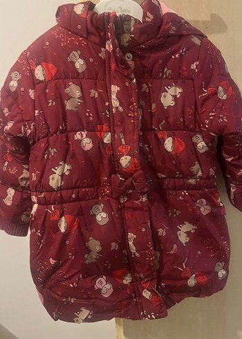 Bordo Kapüşonlu Kız Çocuk Mont - Görsel 6