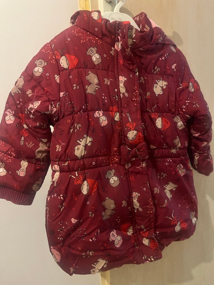 Bordo Kapüşonlu Kız Çocuk Mont - Görsel 2