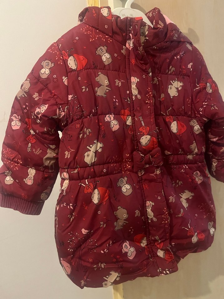 Bordo Kapüşonlu Kız Çocuk Mont - Görsel 4