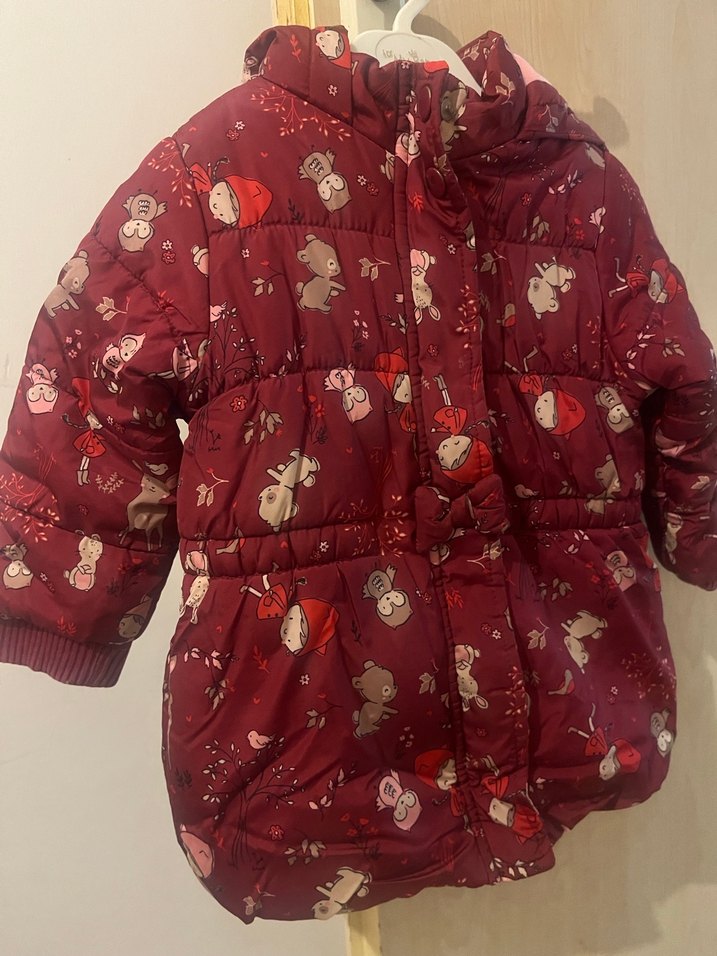 Bordo Kapüşonlu Kız Çocuk Mont - Görsel 3