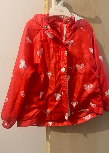 Kız Çocuk Kırmızı Düğmeli Yağmurluk - Görsel 11