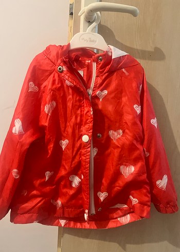 Kız Çocuk Kırmızı Düğmeli Yağmurluk - Görsel 9