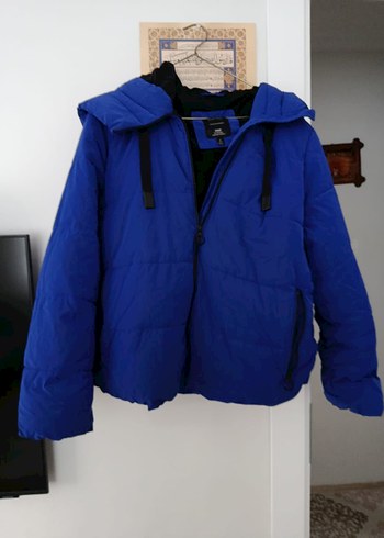l Beden Kadın Mavi Midi Street Wear Kışlık Mont