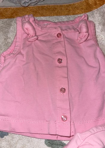 Pembe Bebek Kız Kolsuz Düğmeli Takım - Görsel 2