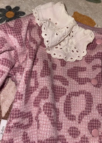 Pudra  Dantel Yaka Uzun Kollu Bebek Kız Takımı - Görsel 3