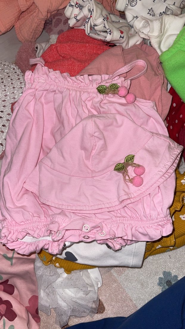 Pembe Fırfırlı Nakışlı Bebek Kız Takımı - Görsel 2