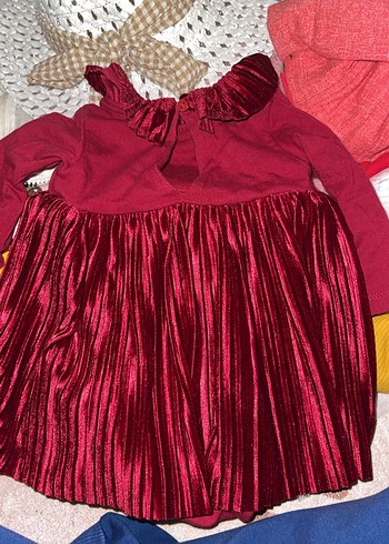 Bordo Uzun Kollu Piliseli şık Kız Elbisesi - Görsel 2