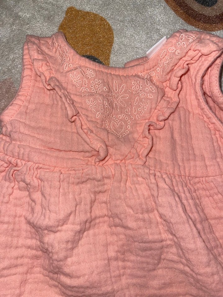 Kız Çocuk Turuncu Keten Fırfırlı Elbise - Görsel 3