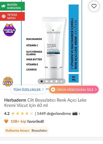 Herbaderm Renk Açıcı Leke Kremi - Görsel 3