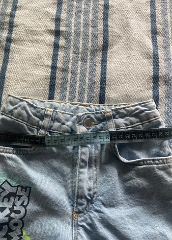 6 Yaş Beden Mıckey Mouse Baskılı Kız Kot Pantolon