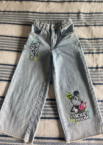 Mıckey Mouse Baskılı Kız Kot Pantolon