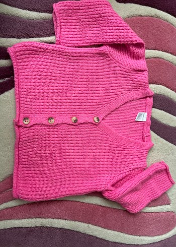 Pembe Örgü Kız Hırka - Görsel 2