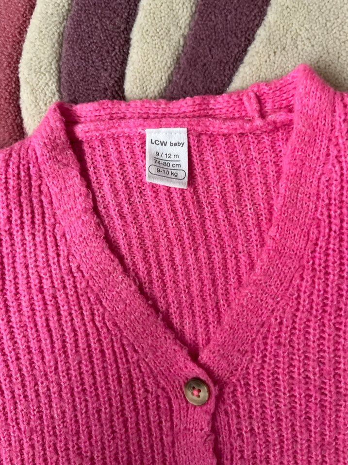 Pembe Örgü Kız Hırka - Görsel 3