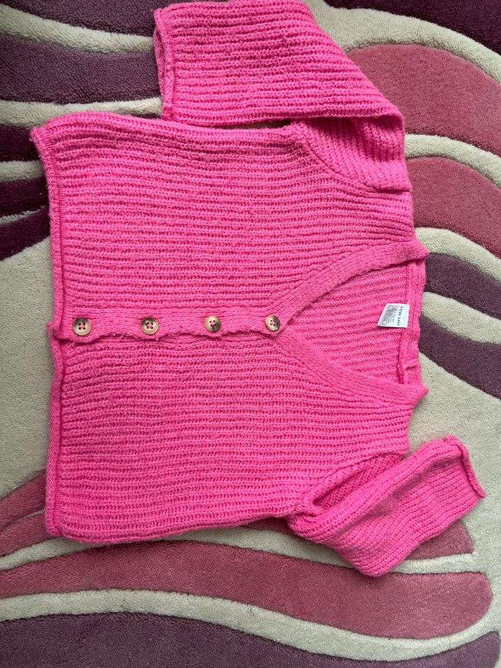 Pembe Örgü Kız Hırka - Görsel 2