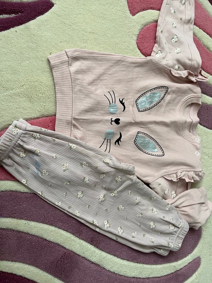 Nakışlı Pembe Bebek Kız Takımı - Görsel 2