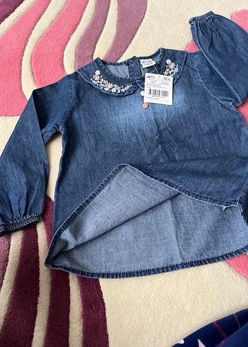 Mavi Kot Elbise, Uzun Kollu, Düğmeli - Görsel 2