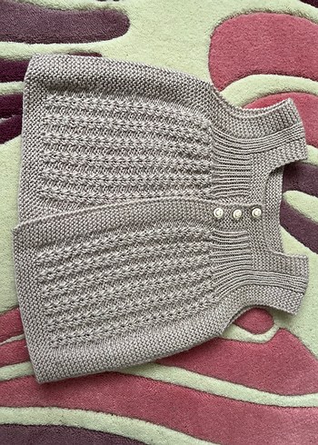 Kız Çocuk Gri Örgü Kolsuz Hırka - Görsel 2