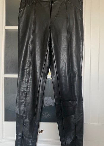 Siyah Deri Kadın Midi Pantolon - Görsel 2