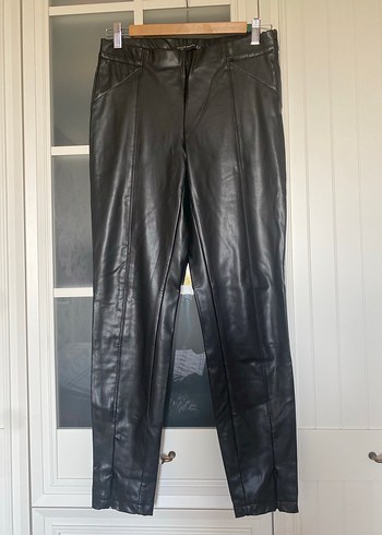 Siyah Deri Kadın Midi Pantolon - Görsel 3