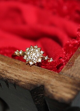 14k Gold Kaplama Kristal Kar Tanesi Motifi Zirkon Taşlı Kadın Yü