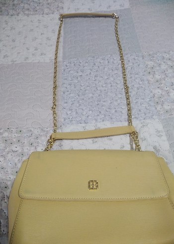 Zincir Detaylı Bej Deri Kadın Çanta - Görsel 3