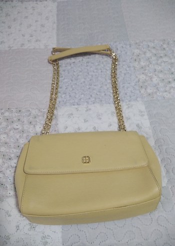 Zincir Detaylı Bej Deri Kadın Çanta - Görsel 2