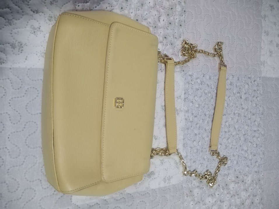 Zincir Detaylı Bej Deri Kadın Çanta - Görsel 4