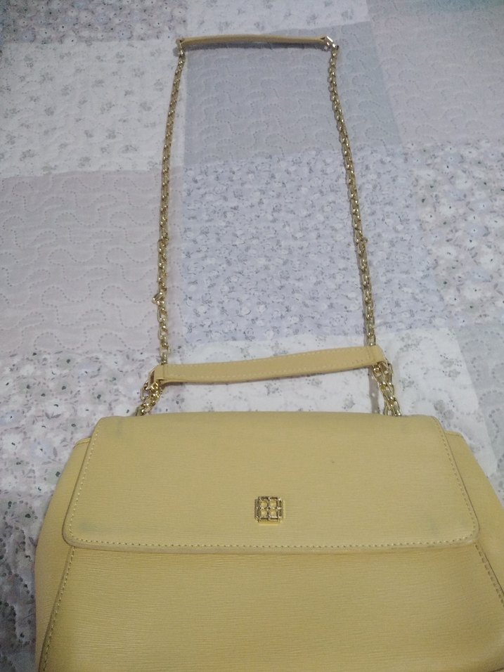 Zincir Detaylı Bej Deri Kadın Çanta - Görsel 3