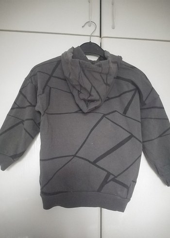 Erkek Çocuk Gri Kapüşonlu Sweatshirt - Görsel 3