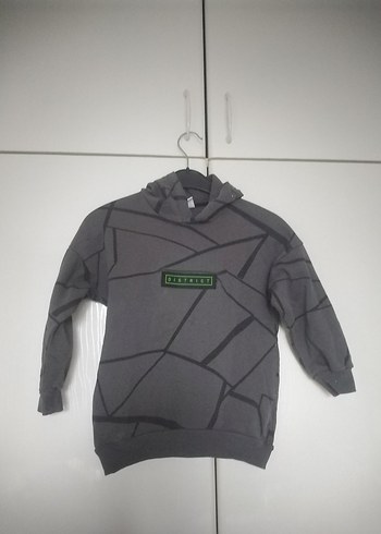 Erkek Çocuk Gri Kapüşonlu Sweatshirt - Görsel 2