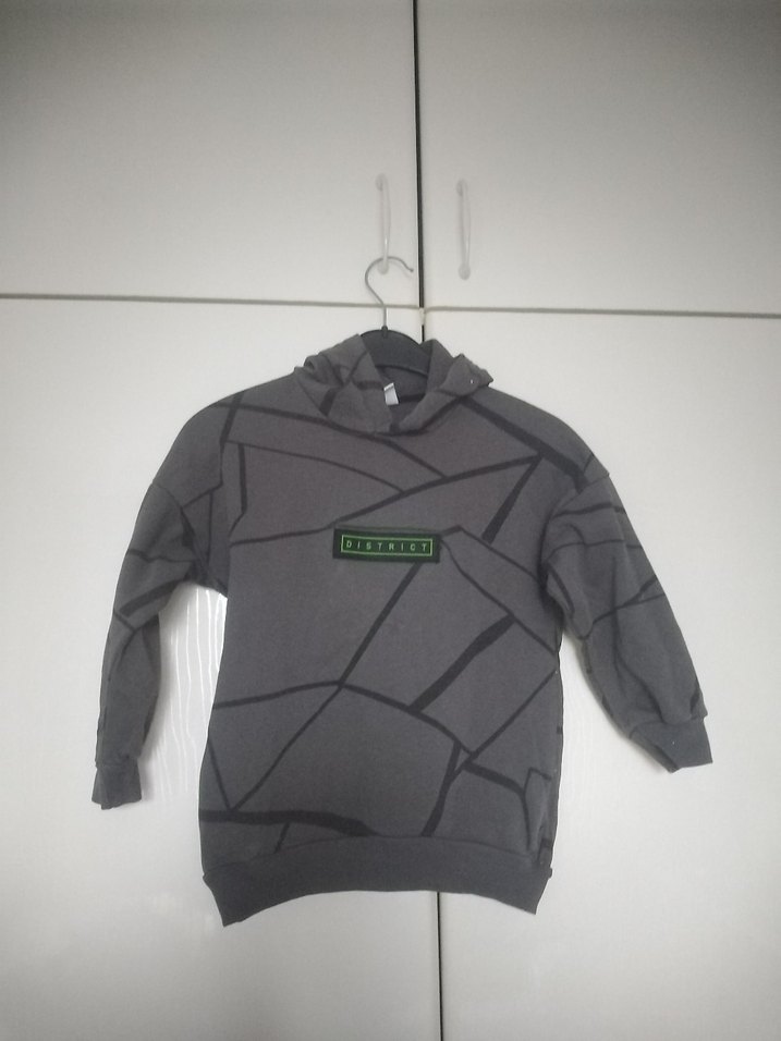 Erkek Çocuk Gri Kapüşonlu Sweatshirt - Görsel 2