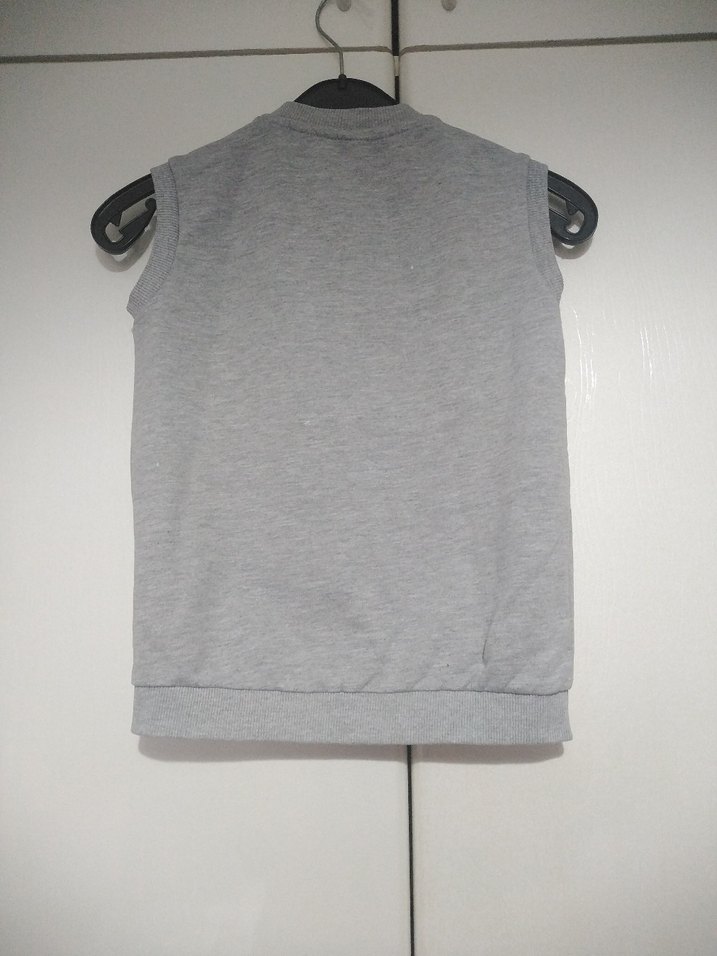 Gri Erkek Çocuk Fermuarlı Yelek - Görsel 3