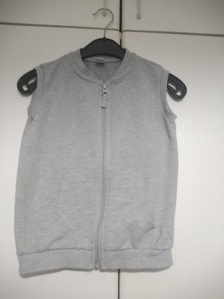 Gri Erkek Çocuk Fermuarlı Yelek - Görsel 2