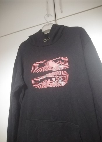 Siyah Baskılı erkek Sweatshirt - Görsel 2