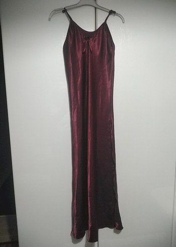 Bordo Parlak Midi Kadın Gecelik - Görsel 2