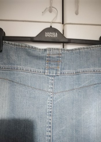 Düğmeli Mavi Midi Denim Etek - Görsel 3
