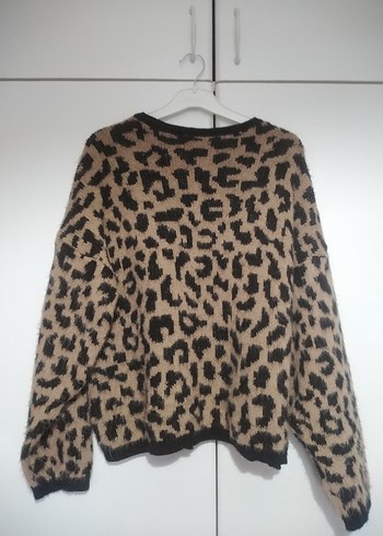 Kahverengi Leopar Desenli Kadın Hırka - Görsel 2