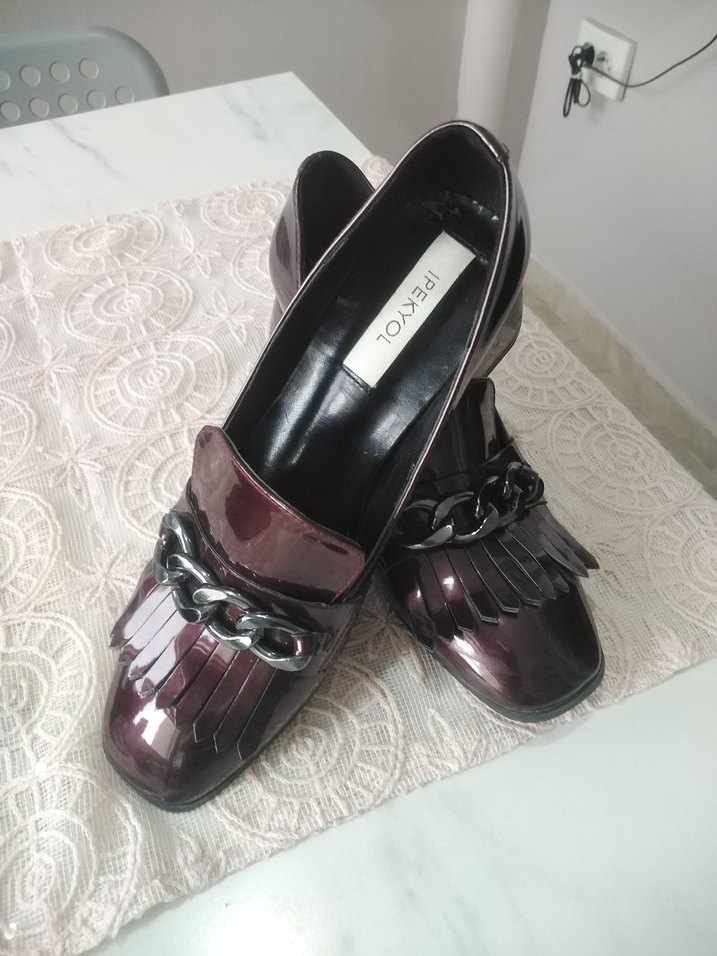 Ipekyol bordo Zincirli Püsküllü Deri Klasik Ayakkabı - Görsel 4