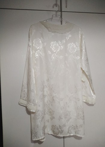 Beyaz Midi Kadın Sabahlık - Görsel 4