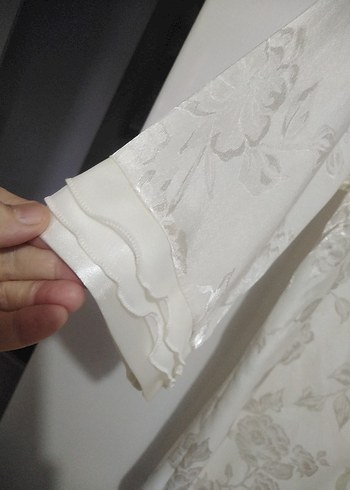 Beyaz Midi Kadın Sabahlık - Görsel 6