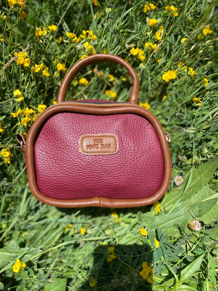 Bordo Deri Kadın Mini Çanta - Görsel 2