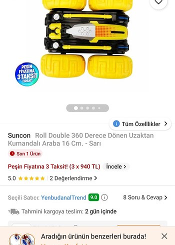 Roll Double 360  Derece Dönen Uzaktan Kumandalı Araba 16 - Görsel 5