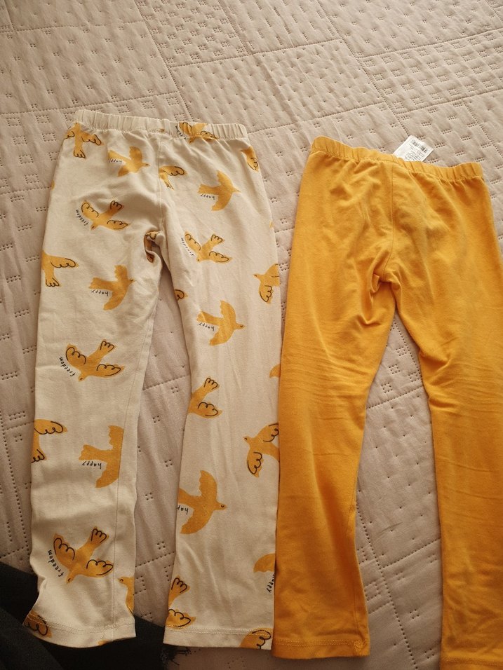 Kız Çocuk Sarı Ve Desenli Pamuklu Tayt - Görsel 2