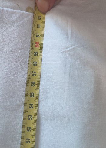 Düğmeli Beyaz Keten Kadın Gömlek - Görsel 7