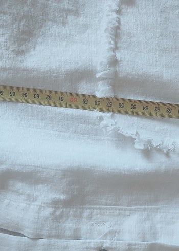 Düğmeli Beyaz Keten Kadın Gömlek - Görsel 5