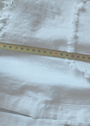 Düğmeli Beyaz Keten Kadın Gömlek - Görsel 9