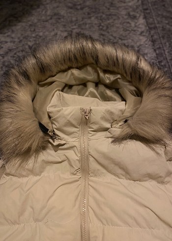 Kürklü Bej Midi Kadın şişme  Yelek - Görsel 2