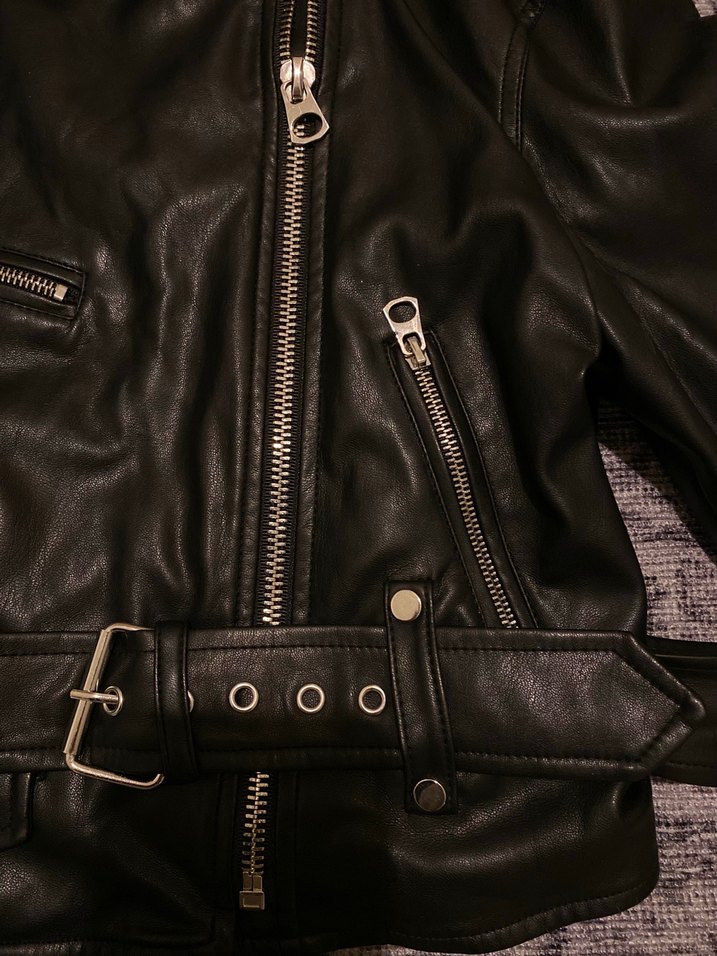 Kadın Siyah Deri Ceket - Görsel 4