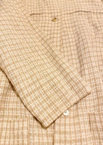 Bej Midi Keten Kadın ceket - Görsel 2