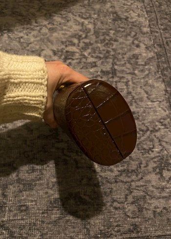 Kahverengi Deri Kadın Clutch Çanta - Görsel 3